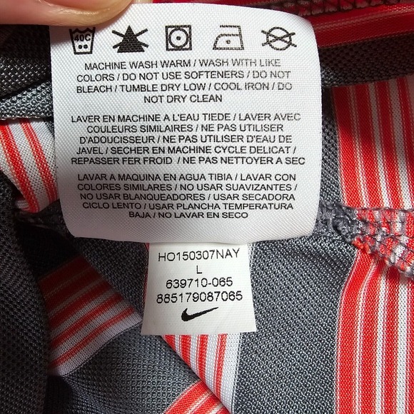 Nike Golf Men Dri Fit Striped Polo Shirt Size Large Performance Athletic Weekend - Picture 7 of 11